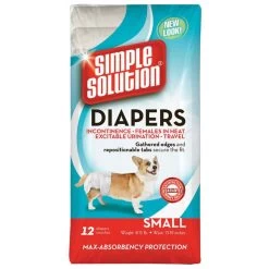 SIMPLE SOLUTION Disposable Diapers - Small - 12 Pk - Dogs 8 To 15 Lb.