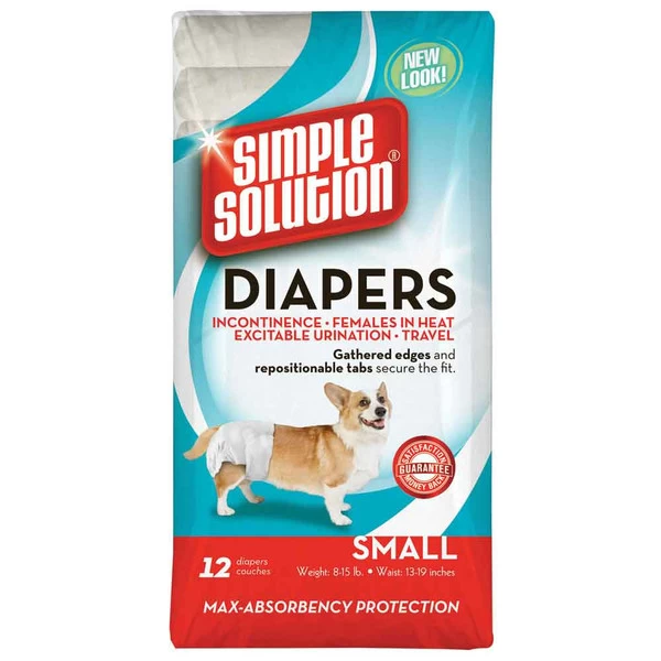 SIMPLE SOLUTION Disposable Diapers - Small - 12 Pk - Dogs 8 To 15 Lb. 1 SIMPLE SOLUTION Disposable Diapers - Small - 12 Pk - Dogs 8 To 15 Lb.