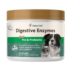 NaturVet Digestive Enzymes W/ Pre- & Probiotics Powder 8 Oz.