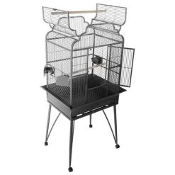 Victorian Open Top Bird Cage - 26 In X 20 In X 65 In - Platinum