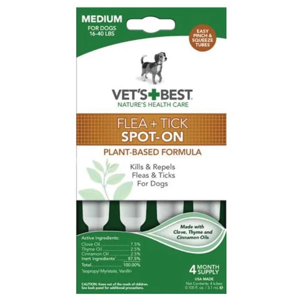 Vet's Best Flea & Tick Drops - Medium - 4 Ct 1 Vet's Best Flea & Tick Drops - Medium - 4 Ct
