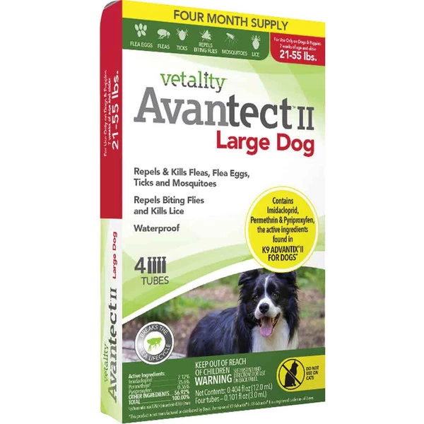 Vetality Avantect II For Dogs - 21 To 55 Lbs - 4 Ct 1 Vetality Avantect II For Dogs - 21 To 55 Lbs - 4 Ct