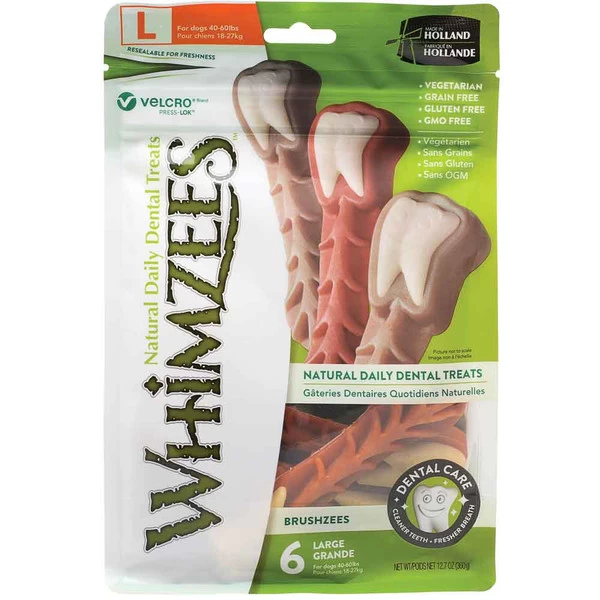 Whimzees Dental Chew - Brushzees Natural - Large - 6 Pk 1 Whimzees Dental Chew - Brushzees Natural - Large - 6 Pk