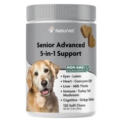 NaturVet Senior Advanced 5-in-1 Support Soft Chews For Dogs - 120ct