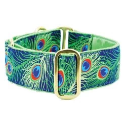 Exclusive Martingale Dog Collar - Paradise Found Navy - Brass Hardware - 1 In. Sm