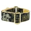 Martingale Dog Collar - Dragon Black Silk Brocade - Silver Hardware 2 In. XL