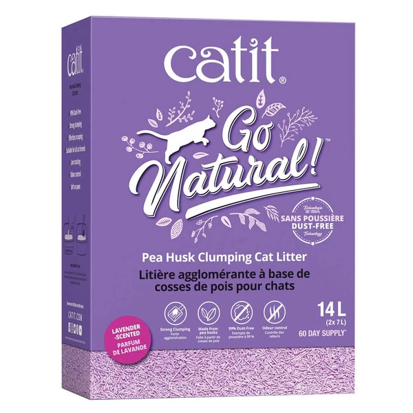 Catit Go Natural! - Pea Husk Clumping Cat Litter - Lavender - 2 Pk Of 7L 1 Catit Go Natural! - Pea Husk Clumping Cat Litter - Lavender - 2 Pk Of 7L