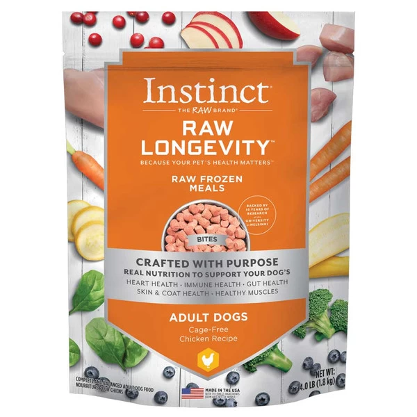 NV Instinct Longevity Dog Food - Frozen Raw Bites Meals - Chicken - 4 Lb 1 NV Instinct Longevity Dog Food - Frozen Raw Bites Meals - Chicken - 4 Lb