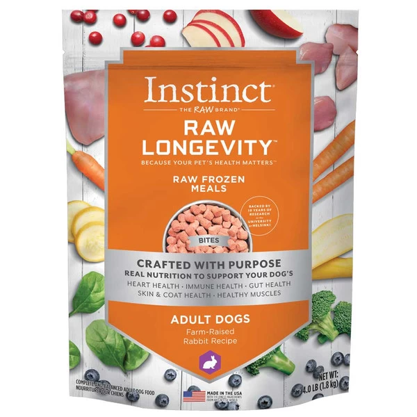 NV Instinct Longevity Dog Food - Frozen Raw Bites Meals - Rabbit - 4 Lb 1 NV Instinct Longevity Dog Food - Frozen Raw Bites Meals - Rabbit - 4 Lb