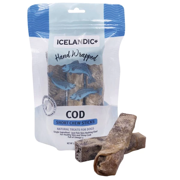 Icelandic+ - Cod Skin Wrapped Chew Stick - 5 In. - 3pk 1 Icelandic+ - Cod Skin Wrapped Chew Stick - 5 In. - 3pk