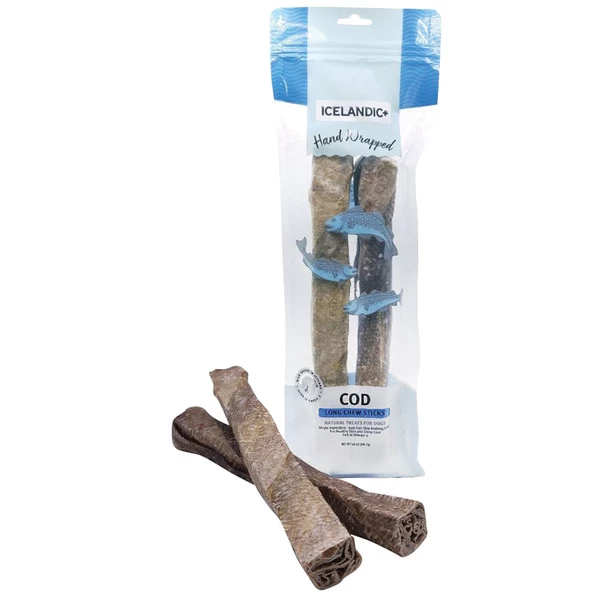 Icelandic+ - Cod Skin Wrapped Chew Stick - 10 In. - 2pk 1 Icelandic+ - Cod Skin Wrapped Chew Stick - 10 In. - 2pk