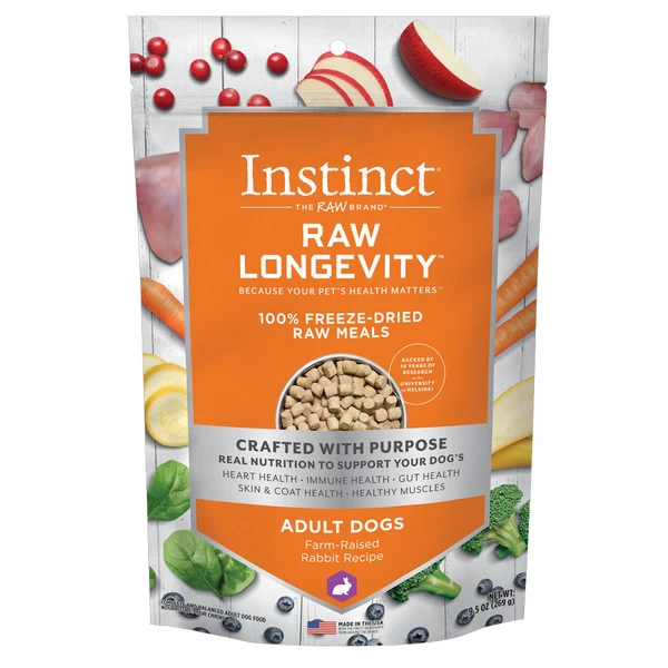 NV INSTINCT LONGEVITY DOG FOOD - 100% FD RAW ADULT - RABBIT - 9.5 OZ 1 NV INSTINCT LONGEVITY DOG FOOD - 100% FD RAW ADULT - RABBIT - 9.5 OZ