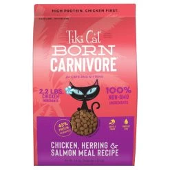 Tiki Cat Kibble - Born Carnivore - Chkn/Herring/Slmn - 11.1 Lb